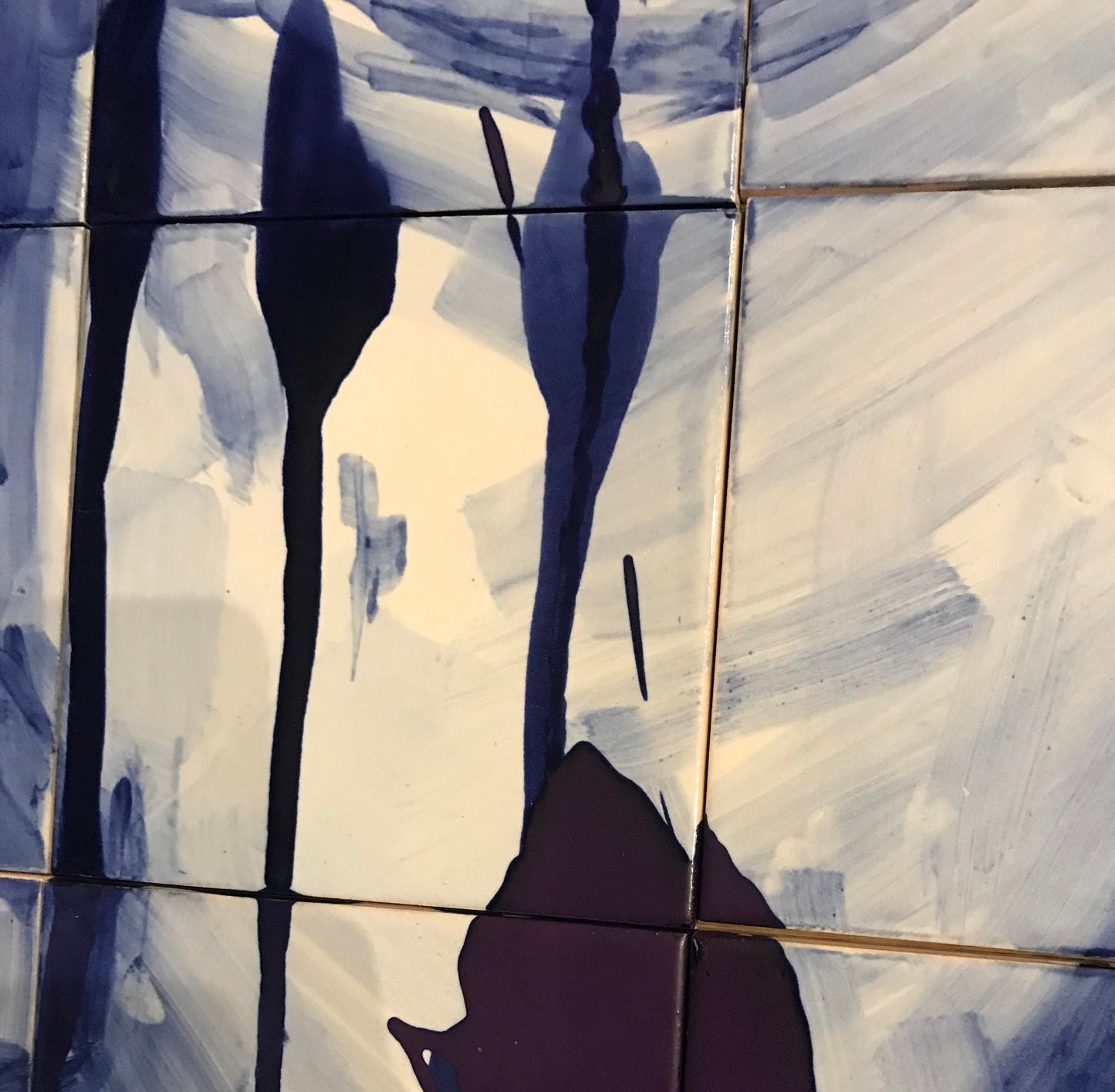 Hand painted tile mural "Ela". Set of 25 glazed ceramic tiles.