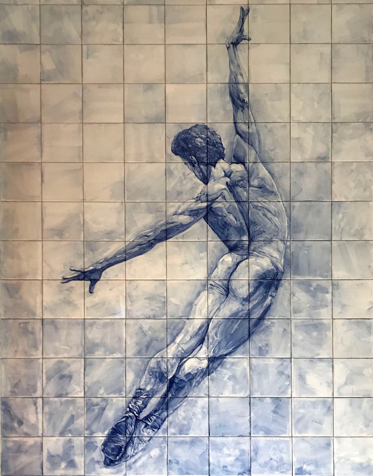"Dancer". A set of 144 glazed ceramic tiles. Hallway project.