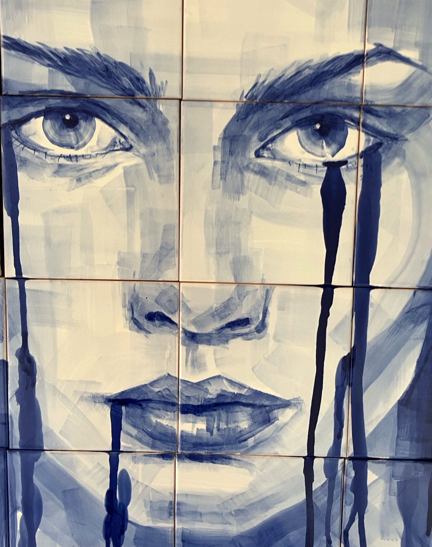 "Radiance". Hand Painted Tile Mural. A set of 20 Glazed Ceramic Tiles.