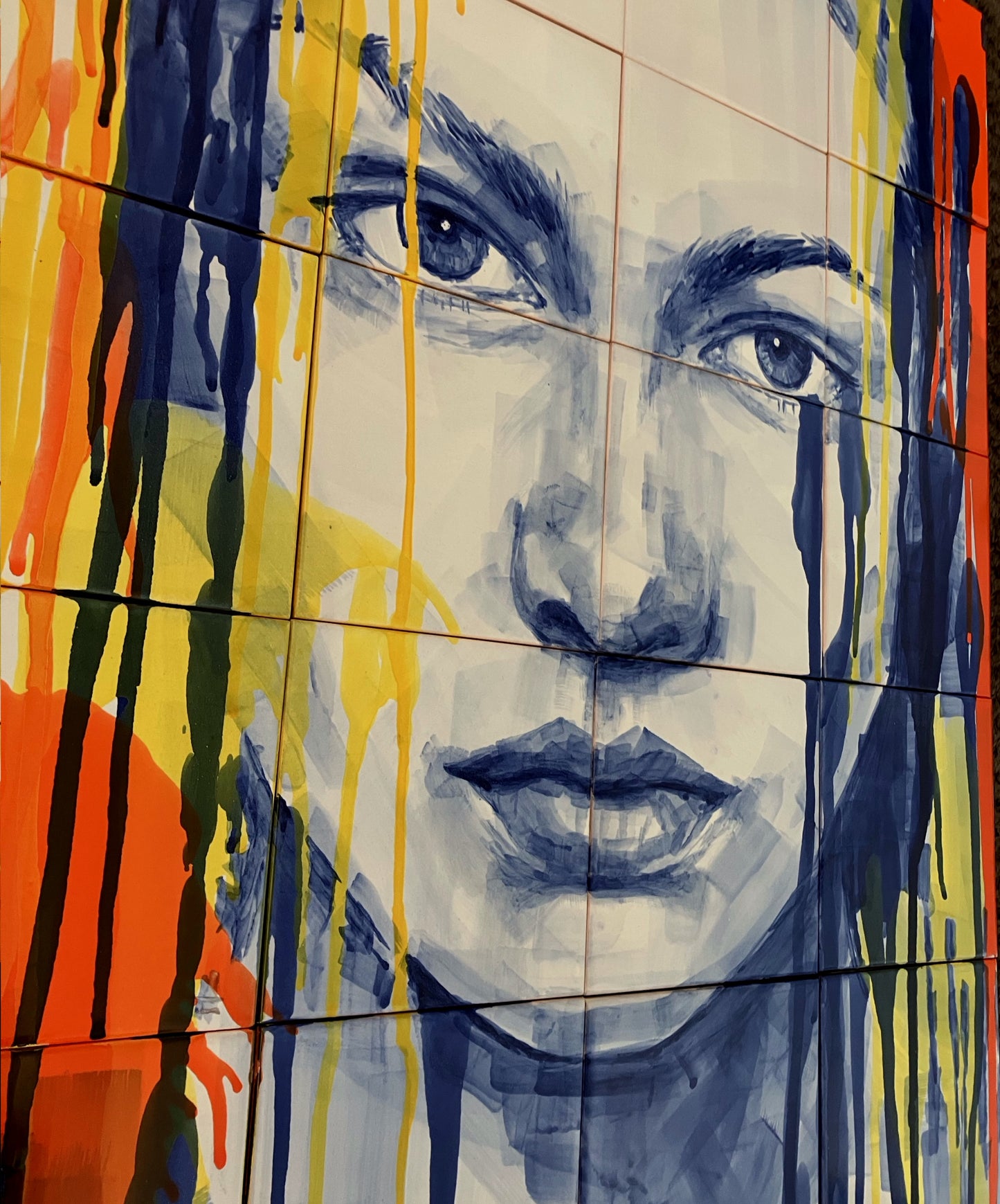 "Radiance 2". Hand Painted Tile Mural. A set of 20 Glazed Ceramic Tiles.