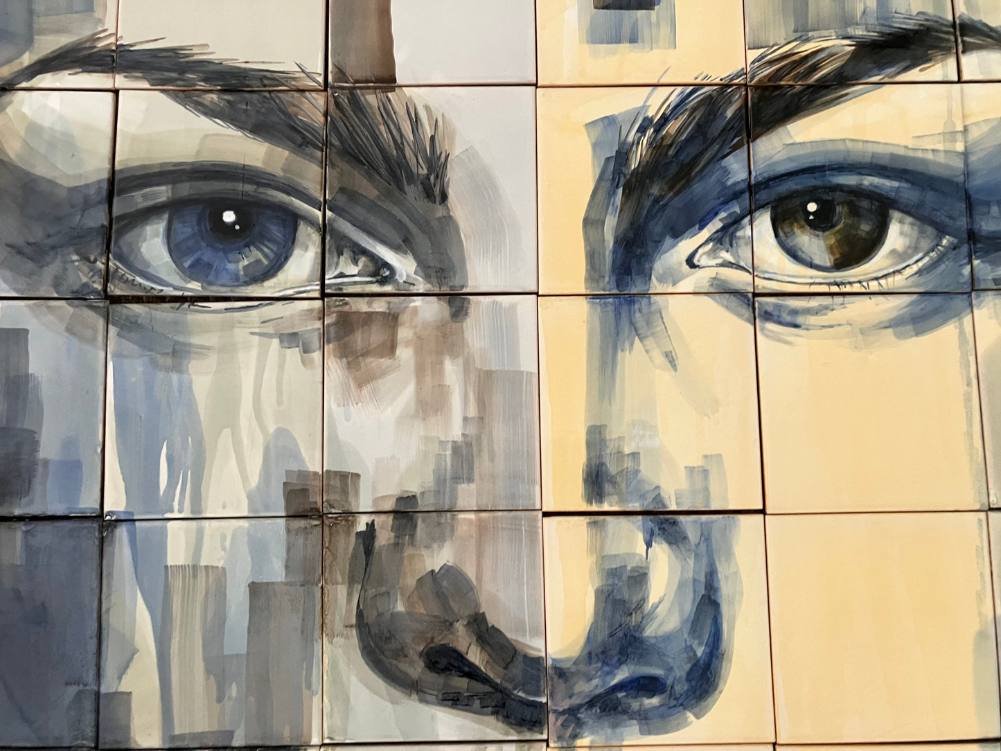 "Mystic". Hand Painted Tile Mural. A set of 36 Glazed Ceramic Tiles.