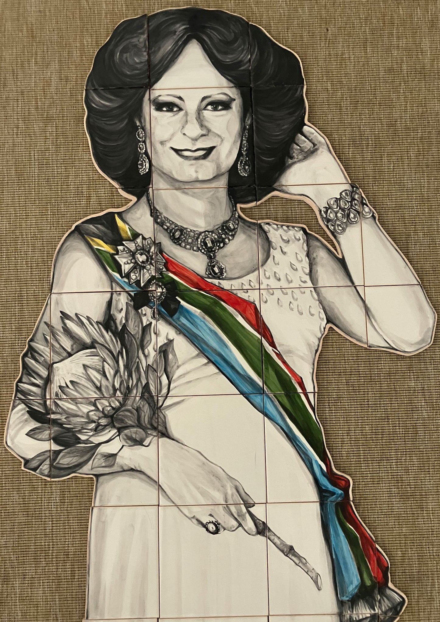 "Evita". A set of 20 individual tiles. Hallway project (Netherlands)