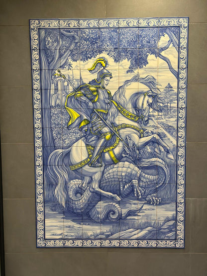 "Saint George and The Dragon". A set of 117 individual tiles. Outdoor project (Algarve, Portugal)