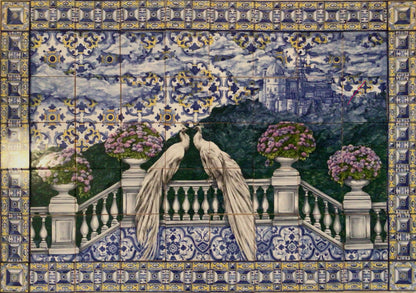 "Sintra". A set of 70 glazed ceramic tiles. Patio project.