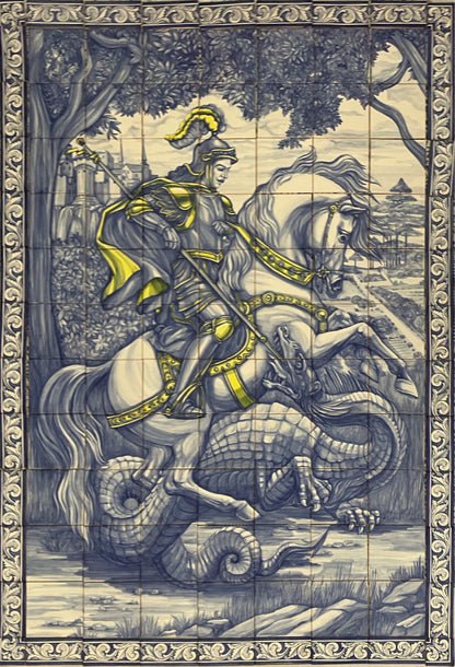 "Saint George and The Dragon". A set of 117 individual tiles. Outdoor project (Algarve, Portugal)